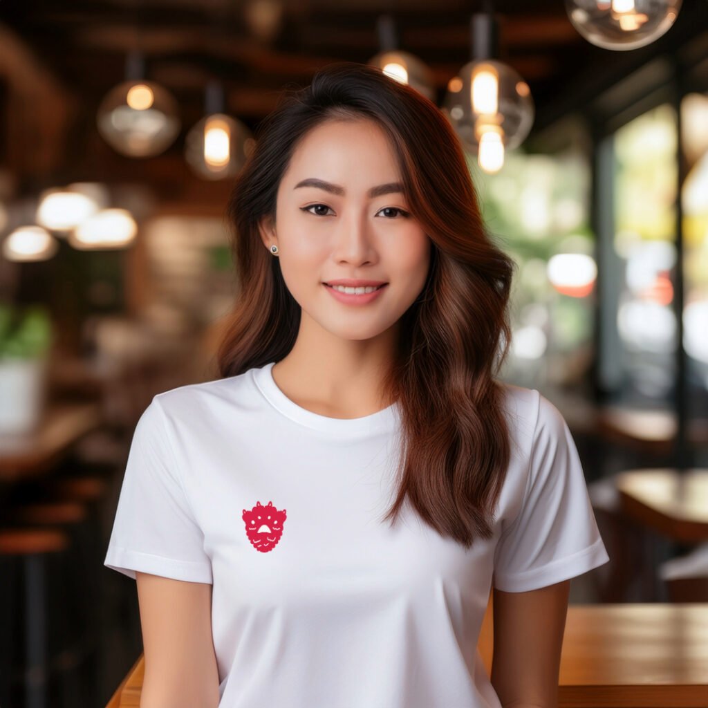 a girl wearing ichipaws logo unisex t-shirt