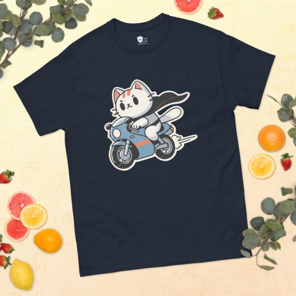 funny cat on wheels t-shirt