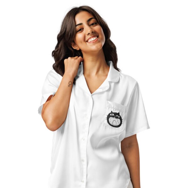 Black cat women’s short sleeve pajama top